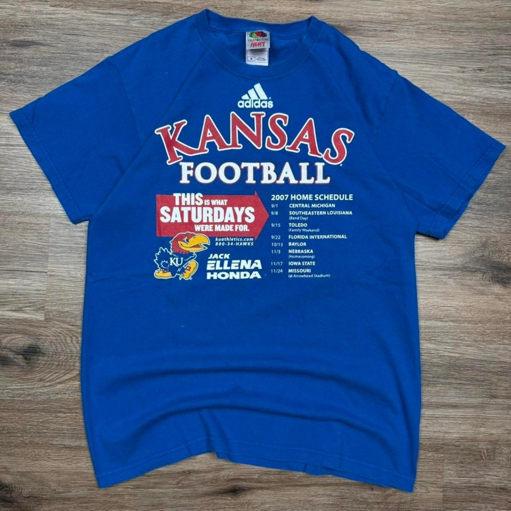 vintage 2007 dated KU jayhawks football graphic tee